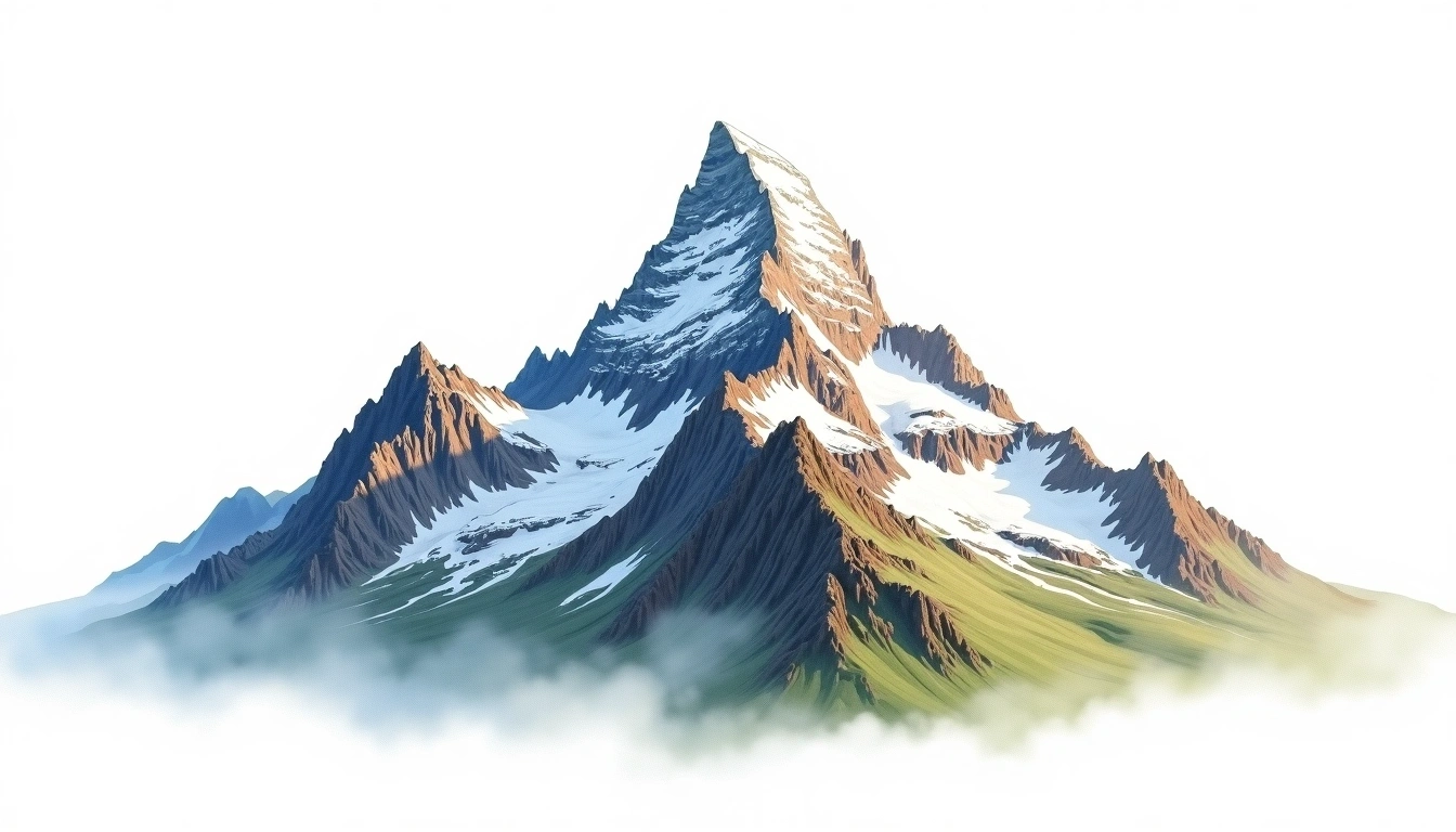 Mount Slaggard — 4,742m — Canada — watercolor illustration