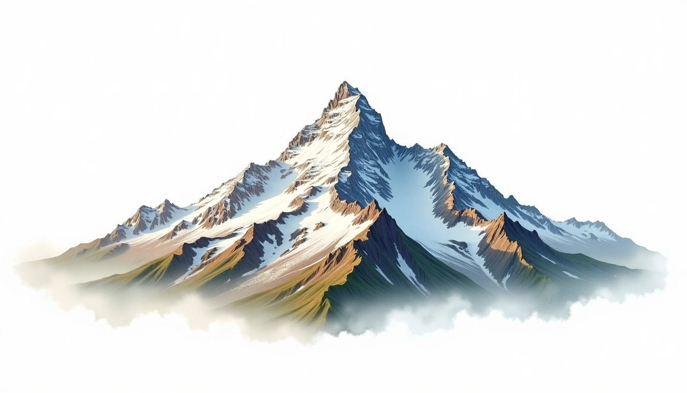 Mount Slaughter — 4,286m — Antarctica — watercolor illustration