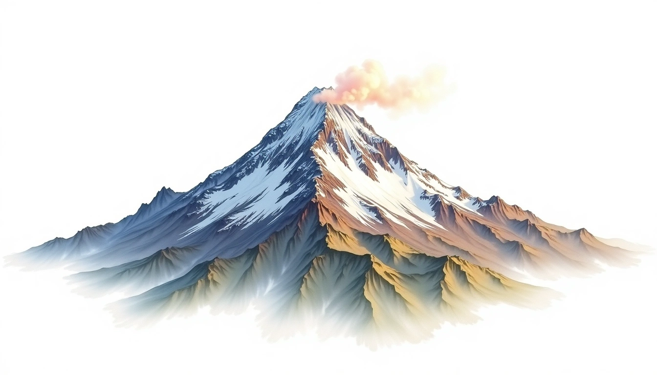 Mount Spurr — 3,374m — United States — watercolor illustration