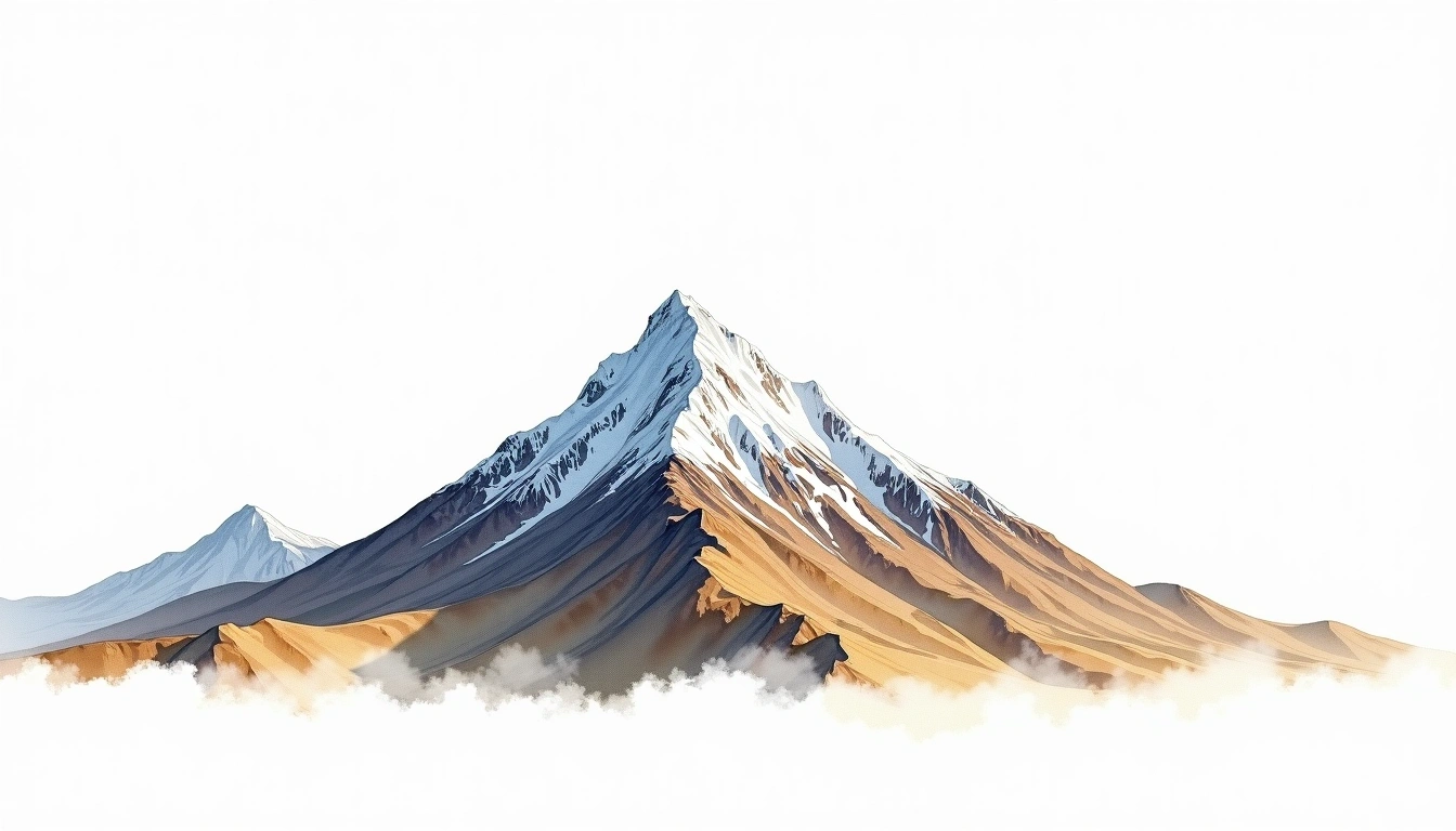 Mount Stanley — 5,109m — Uganda — watercolor illustration