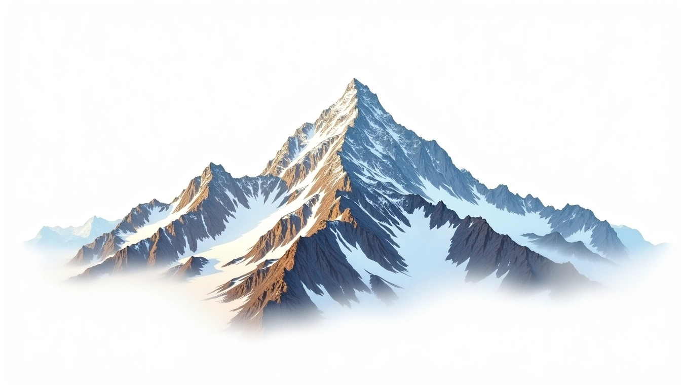 Mount Steele — 5,067m — Canada — watercolor illustration