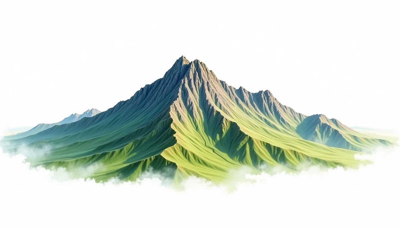 Mount Suckling — 3,676m — Papua New Guinea — watercolor illustration