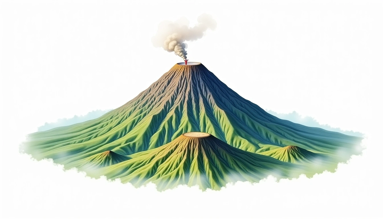 Mount Sumbing — 3,371m — Indonesia — watercolor illustration