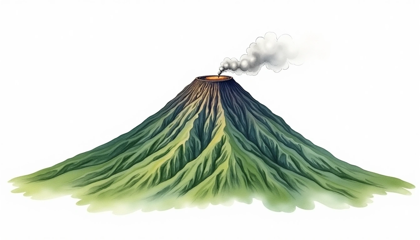 Mount Sundoro — 3,136m — Indonesia — watercolor illustration