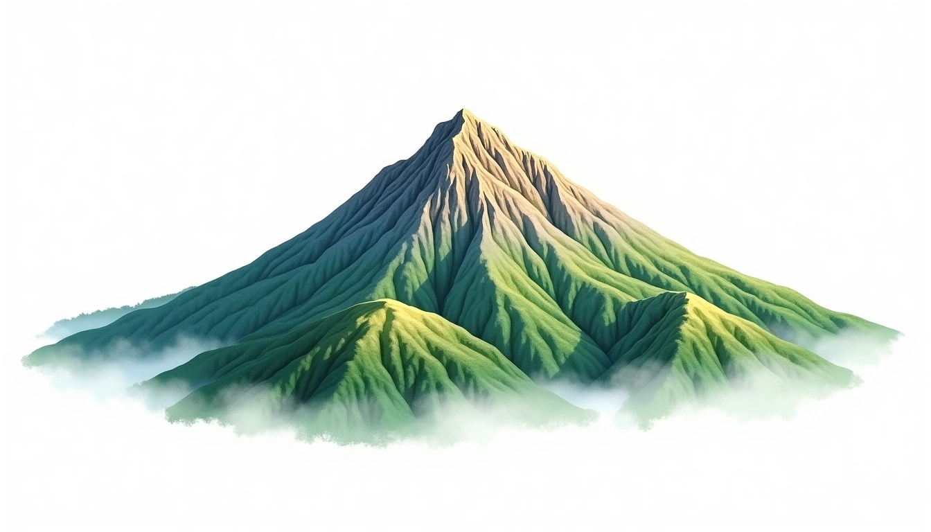 Mount Tanigawa — 1,977m — Japan — watercolor illustration