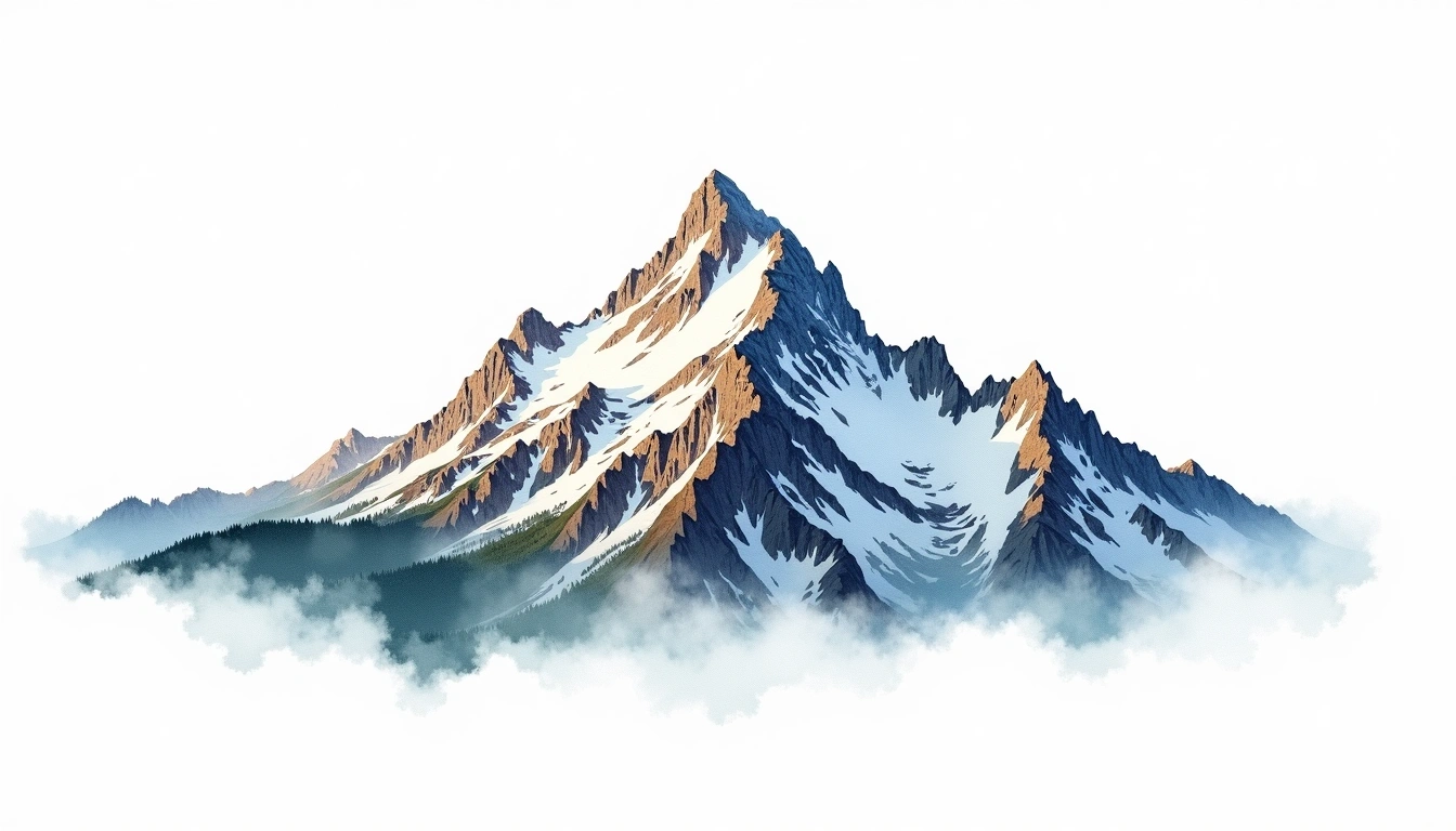 Mount Thor — 1,675m — Canada — watercolor illustration