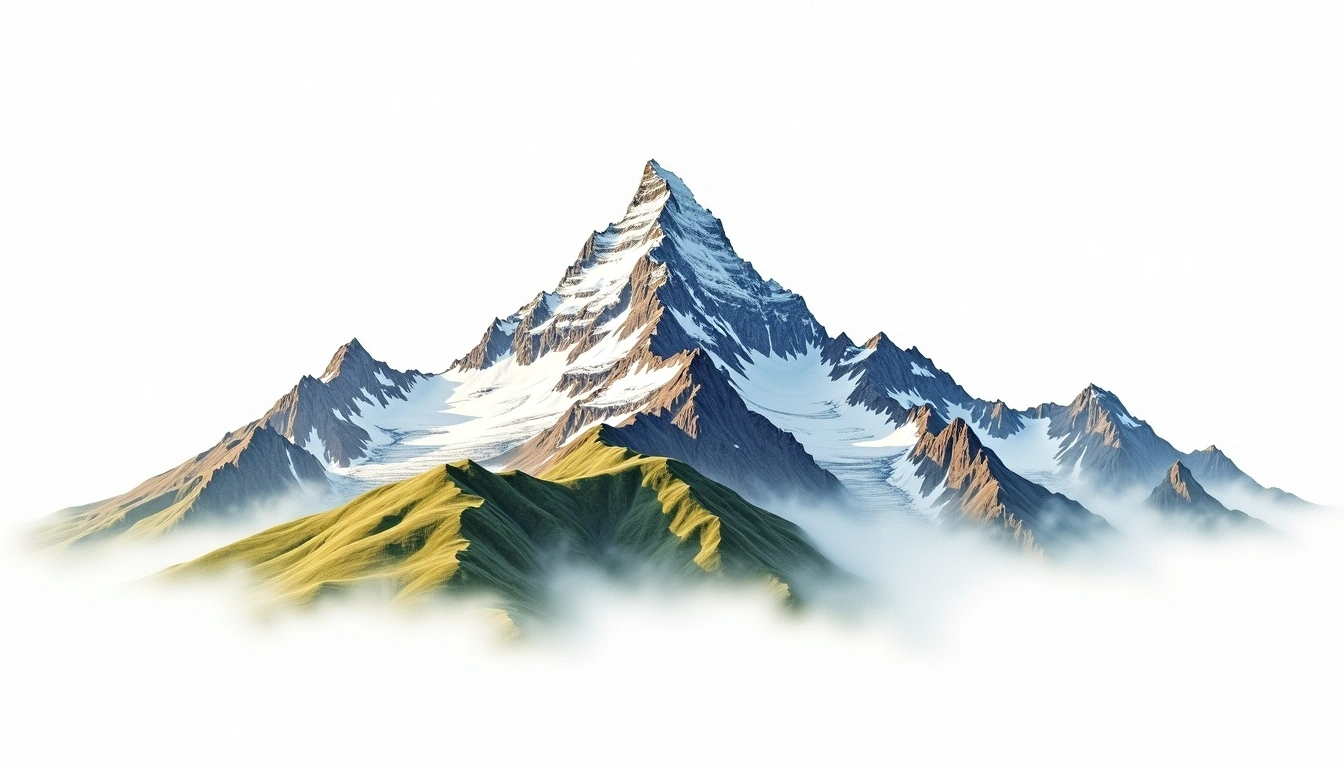Mount Tiedemann — 3,848m — Canada — watercolor illustration