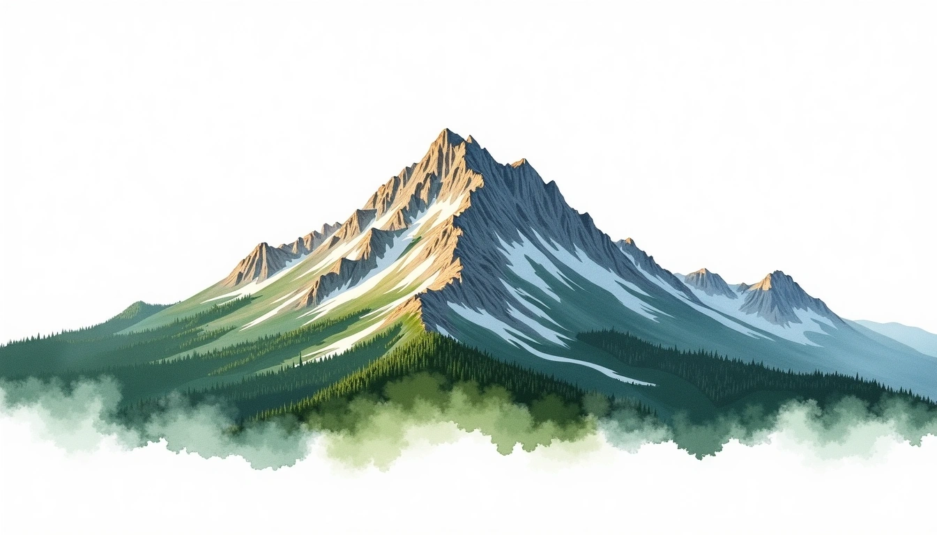 Mount Townsend — 2,209m — Australia — watercolor illustration