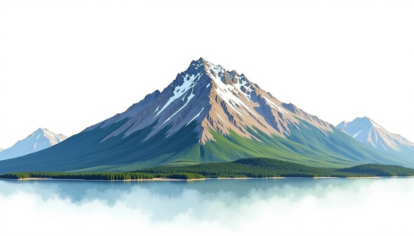 Mount Tutoko — 2,723m — New Zealand — watercolor illustration