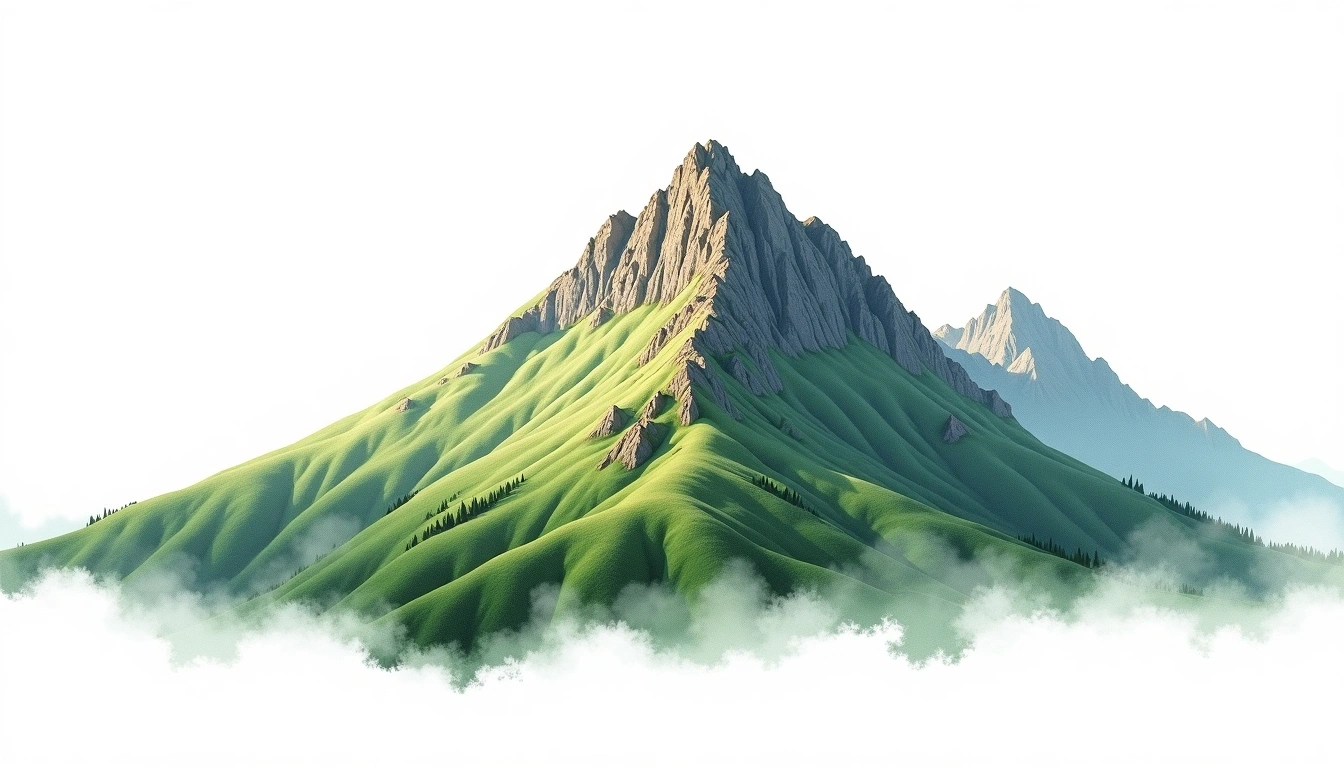 Mount Two Thumb — 2,528m — New Zealand — watercolor illustration