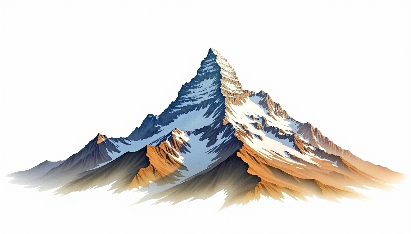 Mount Tyree — 4,852m — Antarctica — watercolor illustration