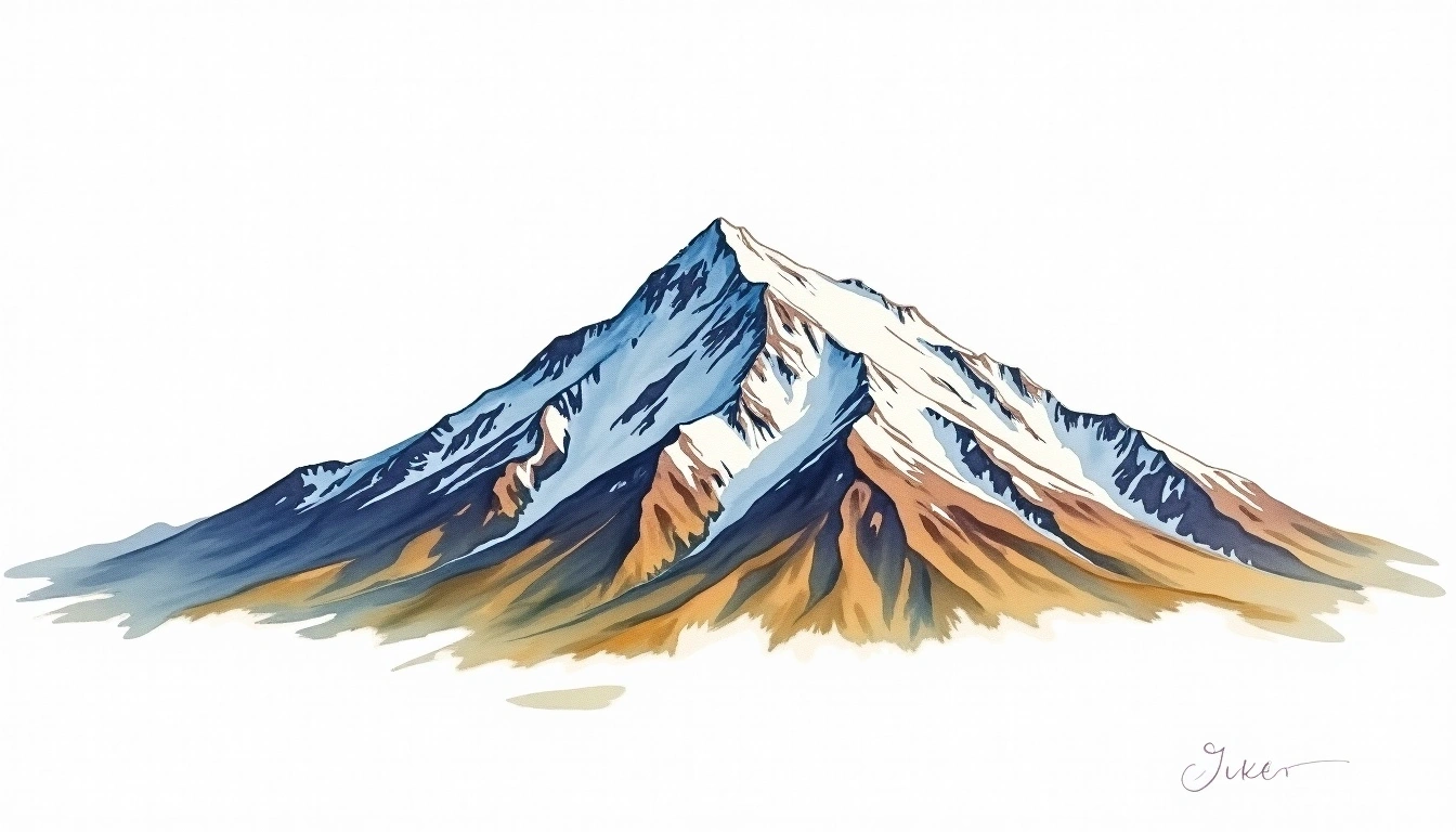 Mount Vancouver (Yukon) — 4,812m — Canada — watercolor illustration