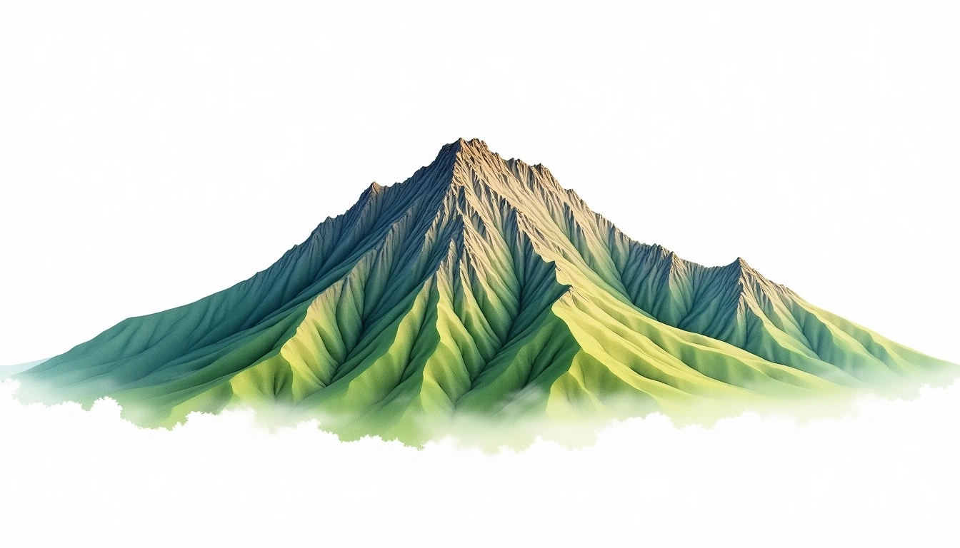 Mount Victoria PNG — 4,038m — Papua New Guinea — watercolor illustration