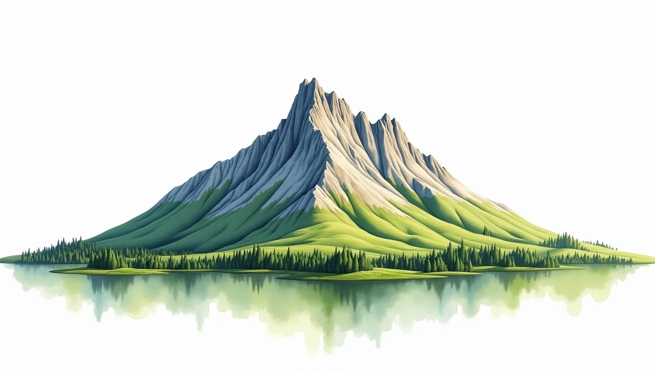 Mount Victoria — 3,053m — Myanmar — watercolor illustration