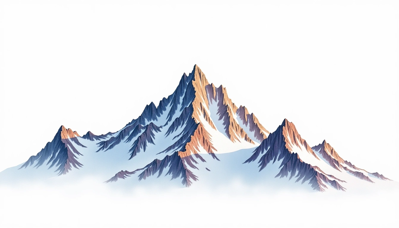 Mount Vinson — 4,892m — Antarctica — watercolor illustration