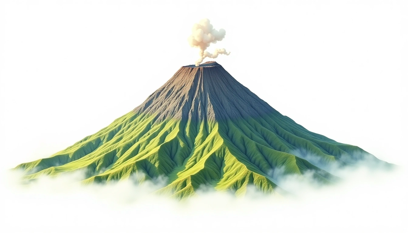 Mount Welirang — 3,156m — Indonesia — watercolor illustration