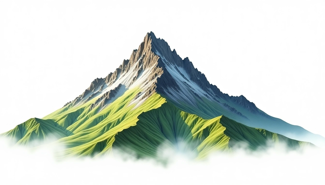 Mount Wilhelm West Peak — 4,475m — Papua New Guinea — watercolor illustration