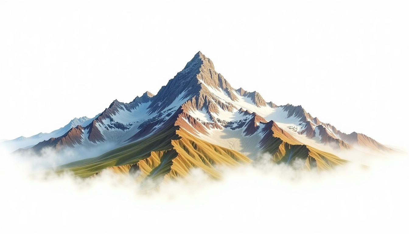 Mount Wilhelm — 4,509m — Papua New Guinea — watercolor illustration