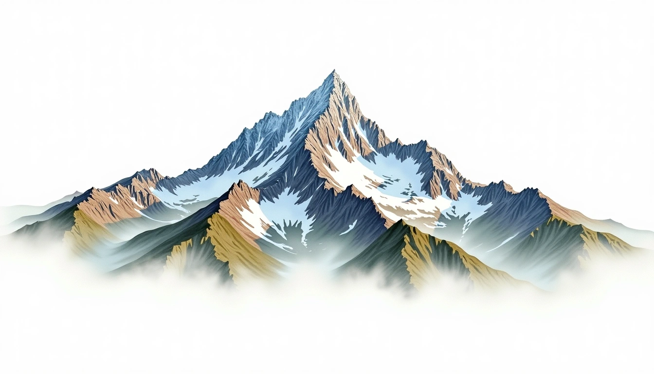 Mount Wood — 4,842m — Canada — watercolor illustration