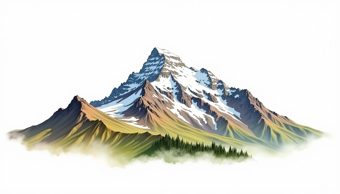 Mount Woolley — 3,405m — Canada — watercolor illustration