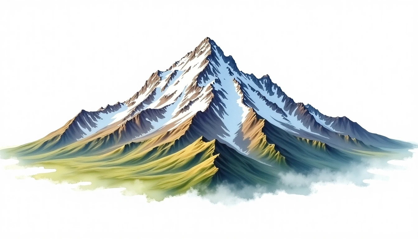 Mount Yale — 4,327m — United States — watercolor illustration