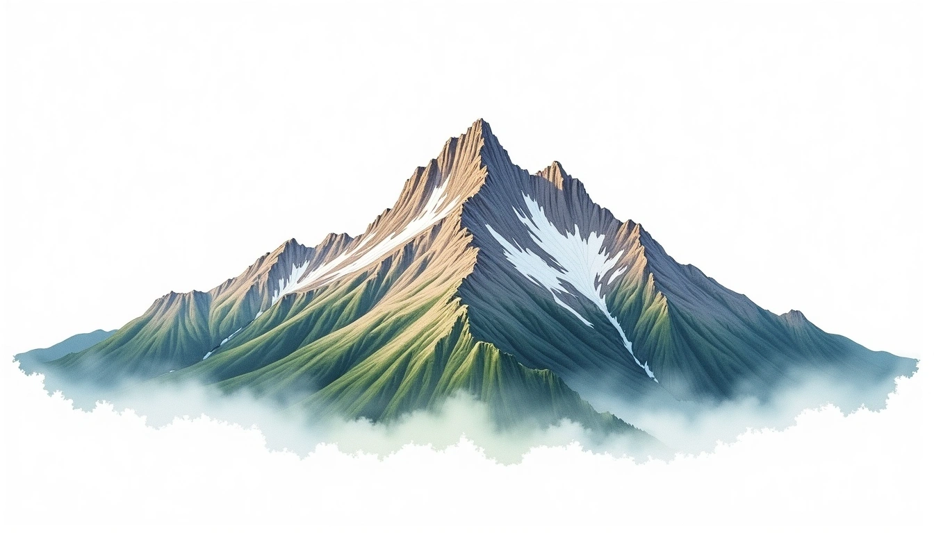 Mount Yamnuska — 2,240m — Canada — watercolor illustration