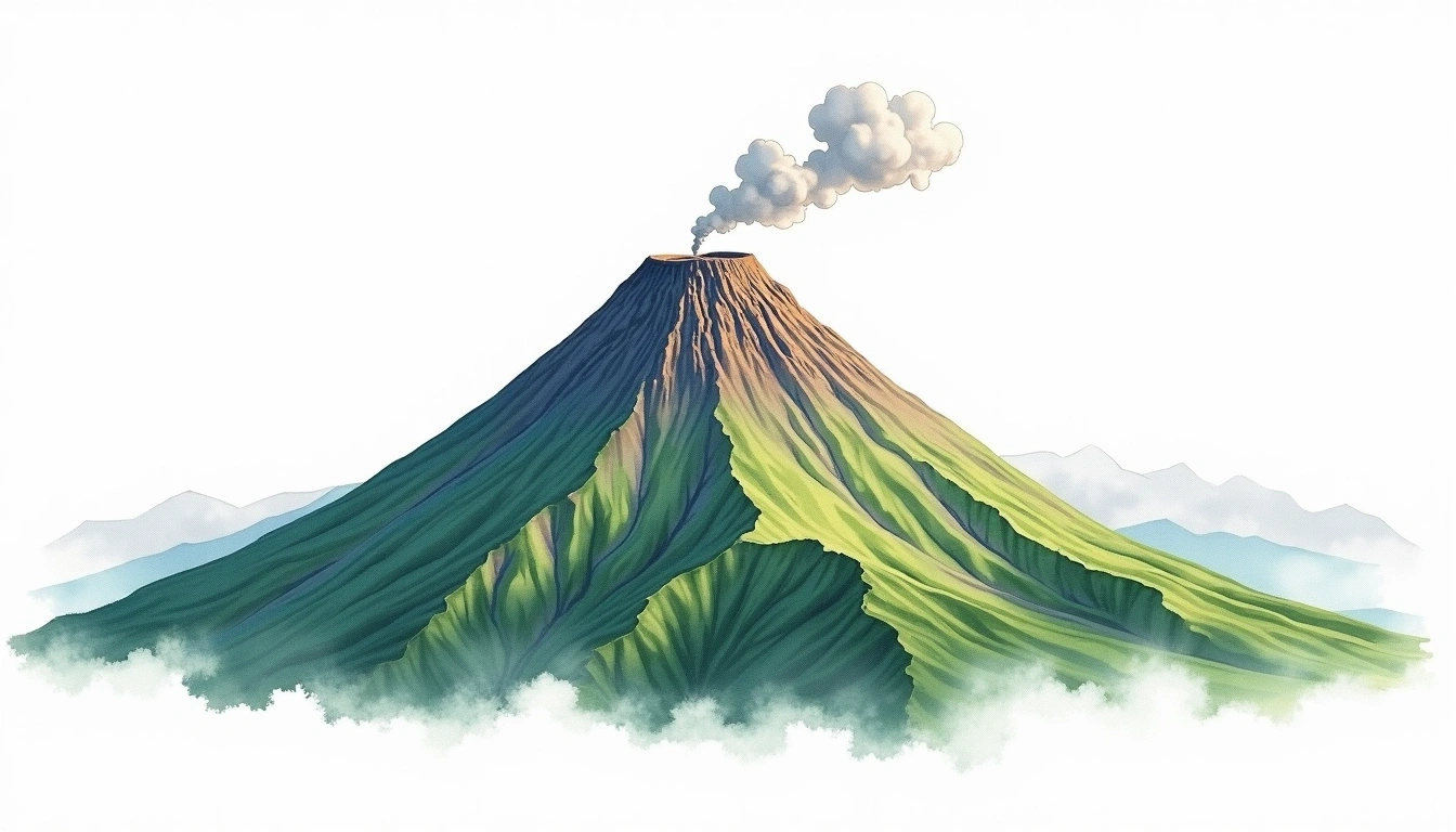 Mount Zao — 1,841m — Japan — watercolor illustration