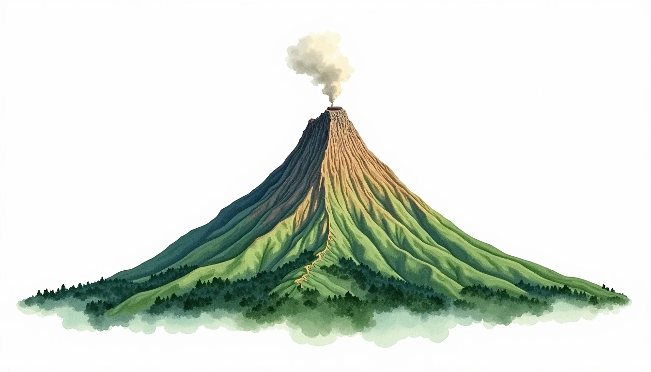 Mount Zuquala — 2,989m — Ethiopia — watercolor illustration