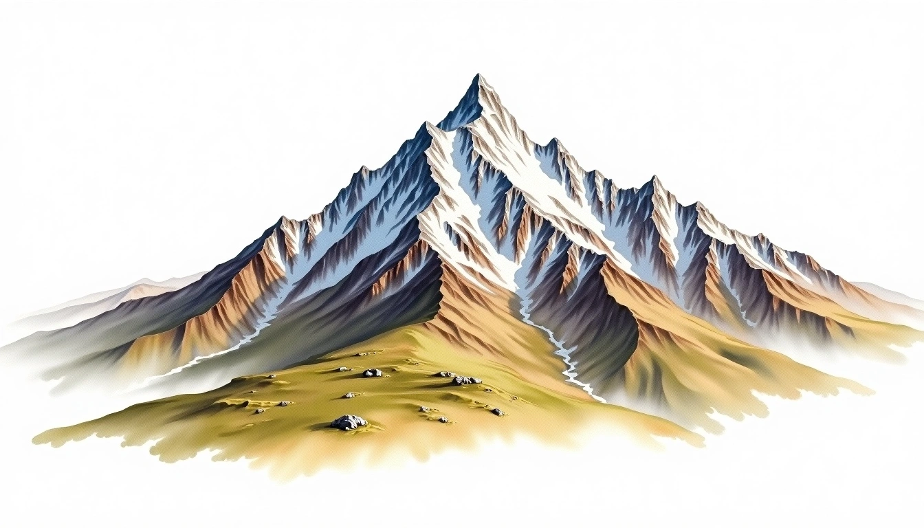Munkh Saridag — 3,491m — Mongolia — watercolor illustration