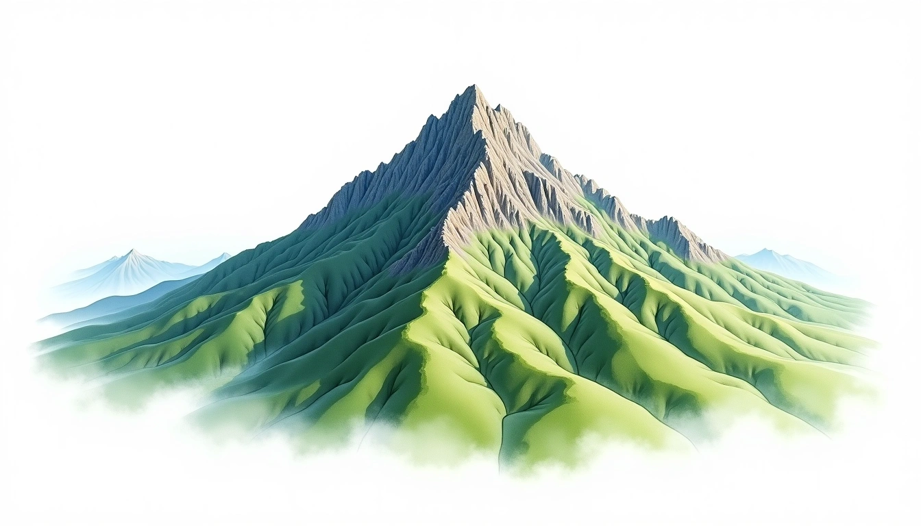 Mushan — 3,241m — Taiwan — watercolor illustration