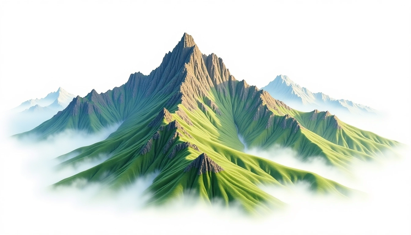 Nandawu Shan — 3,012m — Taiwan — watercolor illustration