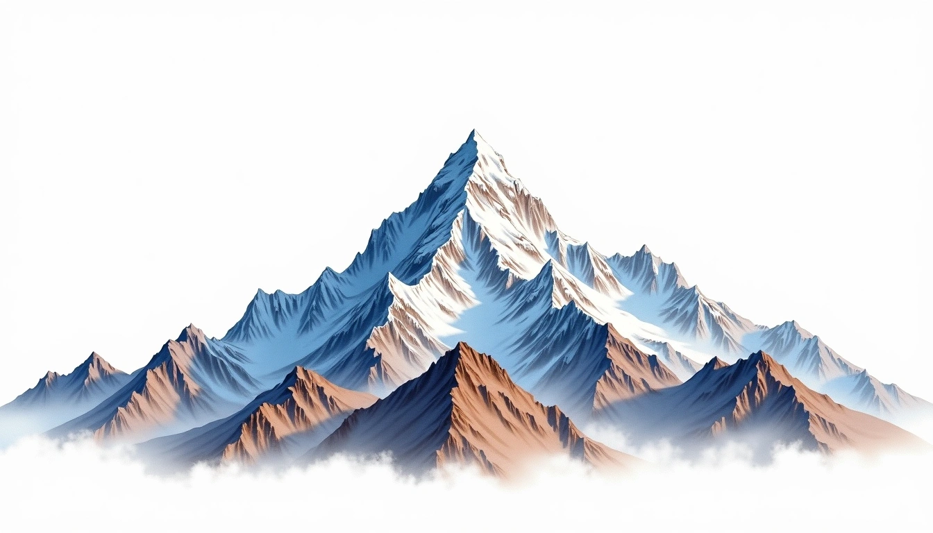 Naya Kanga — 5,844m — Nepal — watercolor illustration