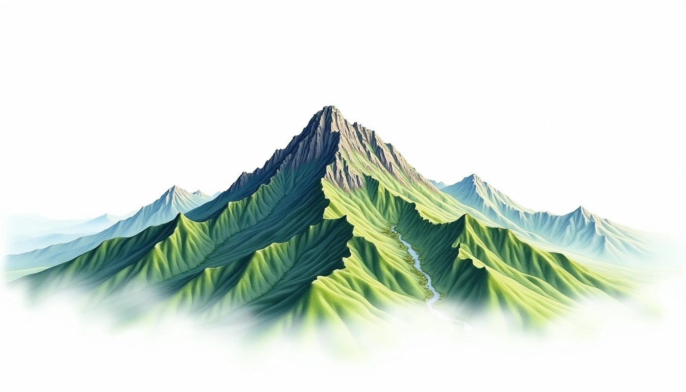 Nenggao Shan — 3,262m — Taiwan — watercolor illustration
