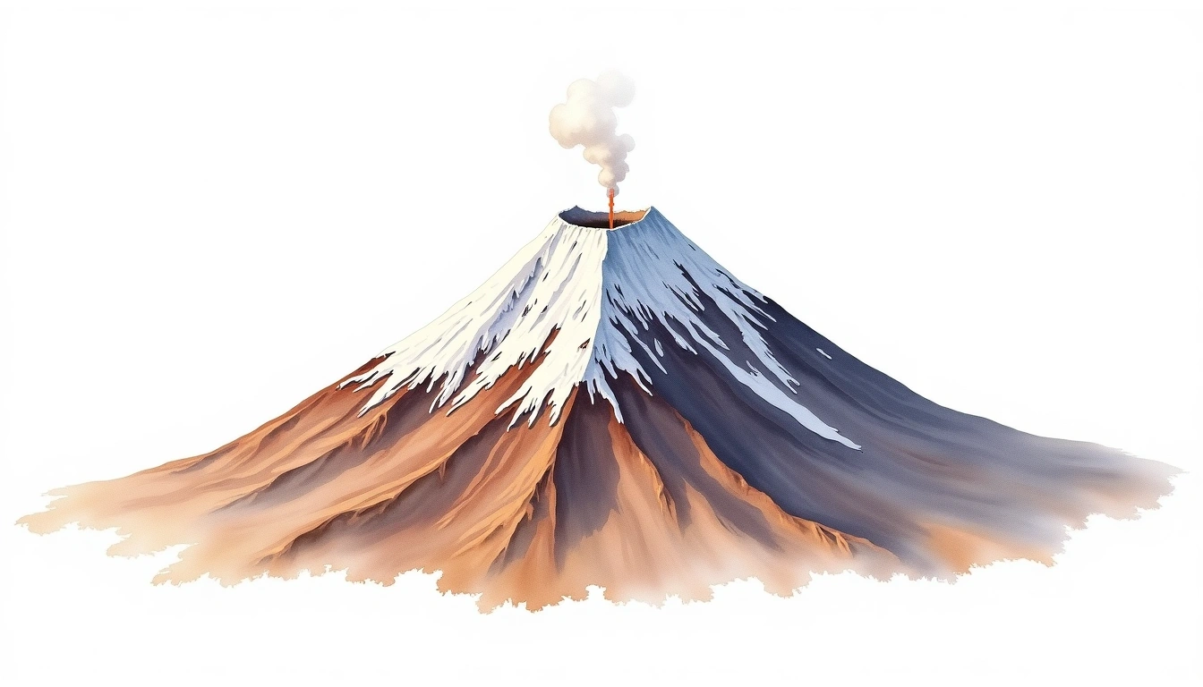 Nevado del Huila — 5,364m — Colombia — watercolor illustration