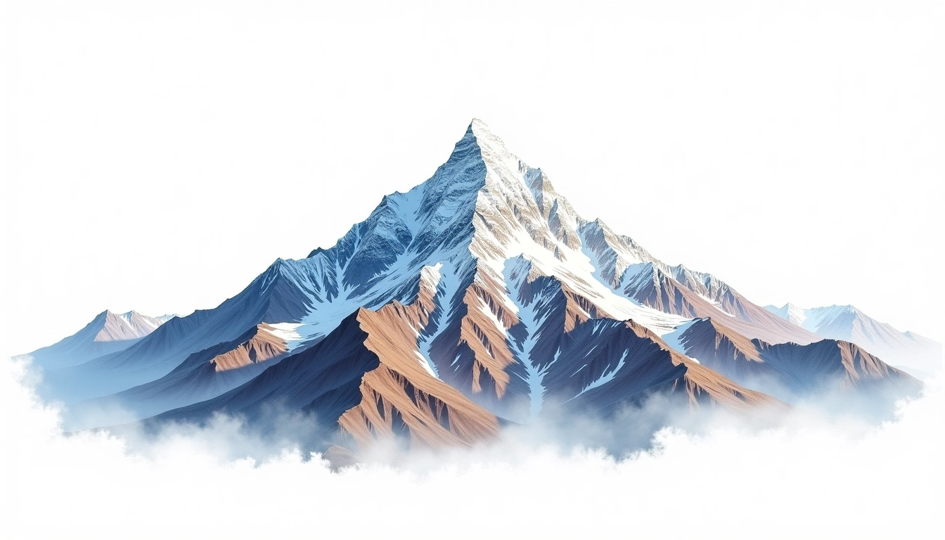 Nevado Hualcan — 6,125m — Peru — watercolor illustration