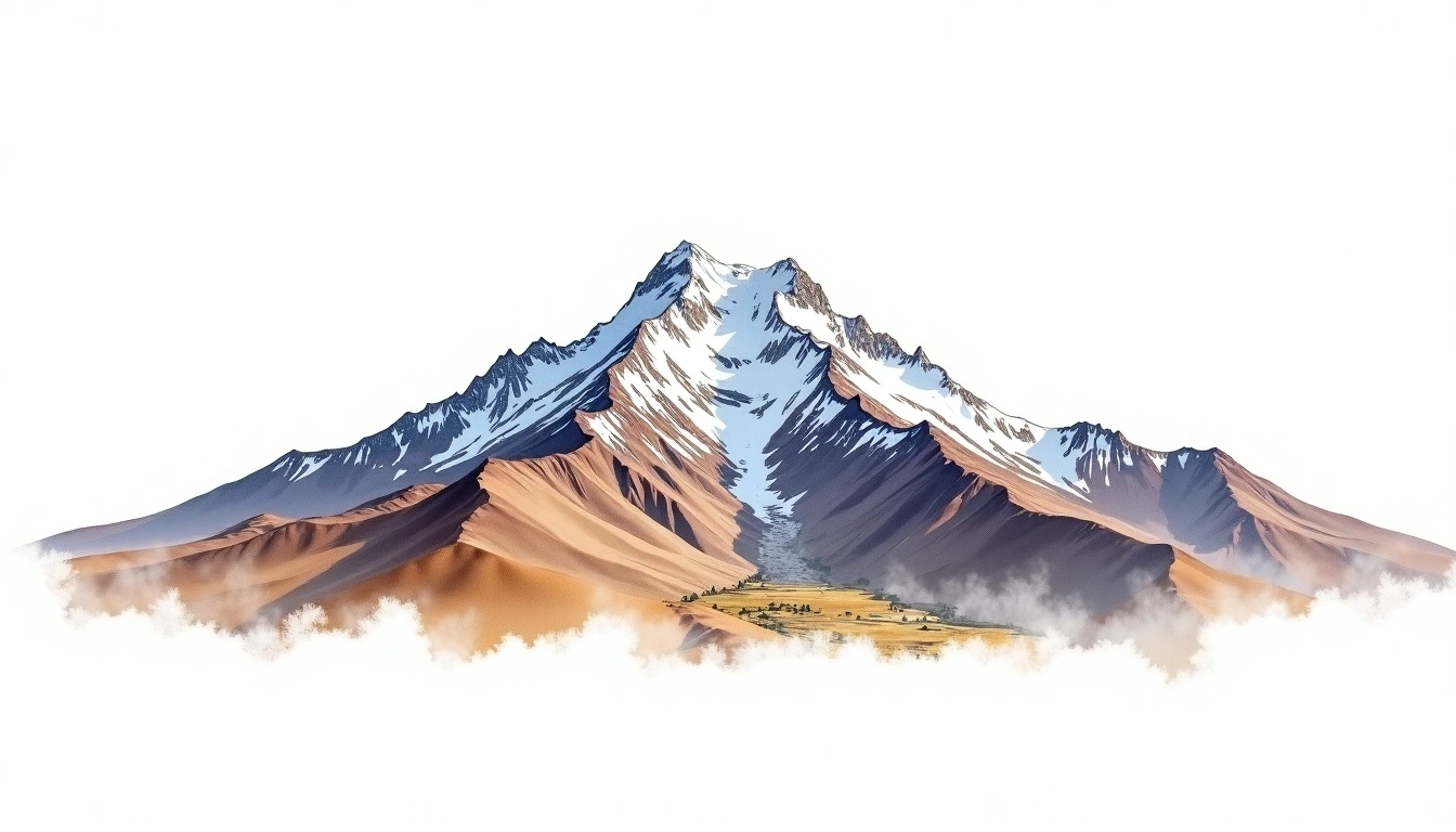 Nevado Pequeno Alpamayo — 5,370m — Bolivia — watercolor illustration