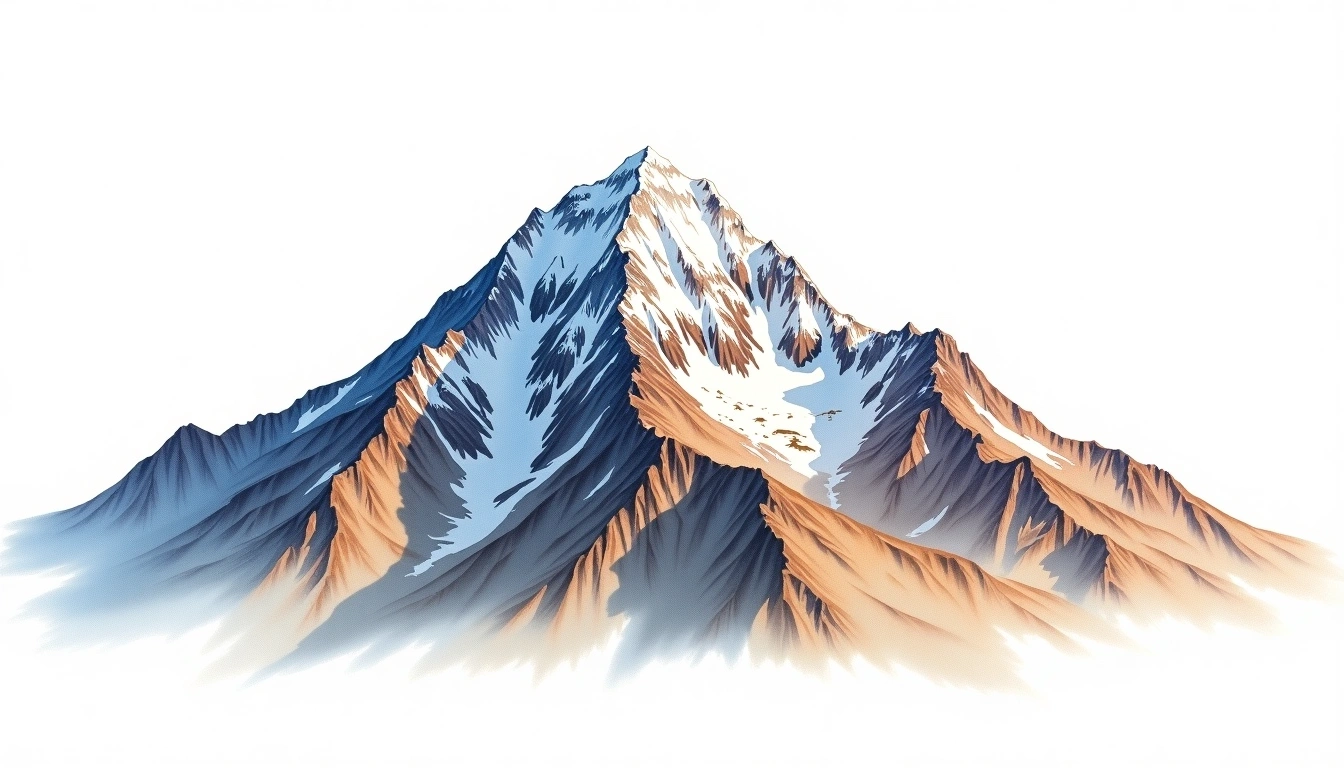 Nevado Pitusiray — 5,750m — Peru — watercolor illustration
