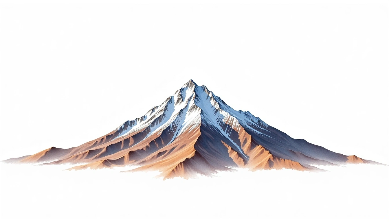 Nevado Pucaranra — 6,156m — Peru — watercolor illustration