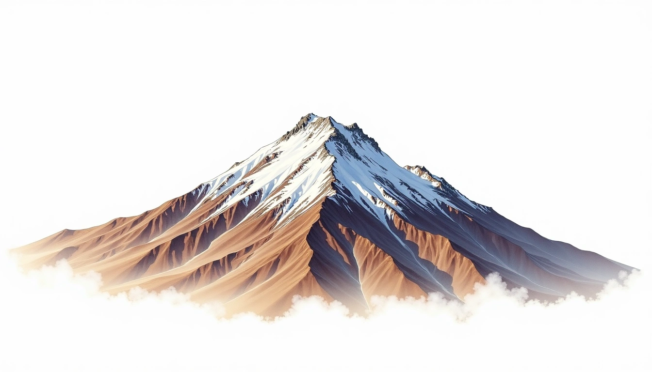 Nevado Uruashraju — 5,722m — Peru — watercolor illustration