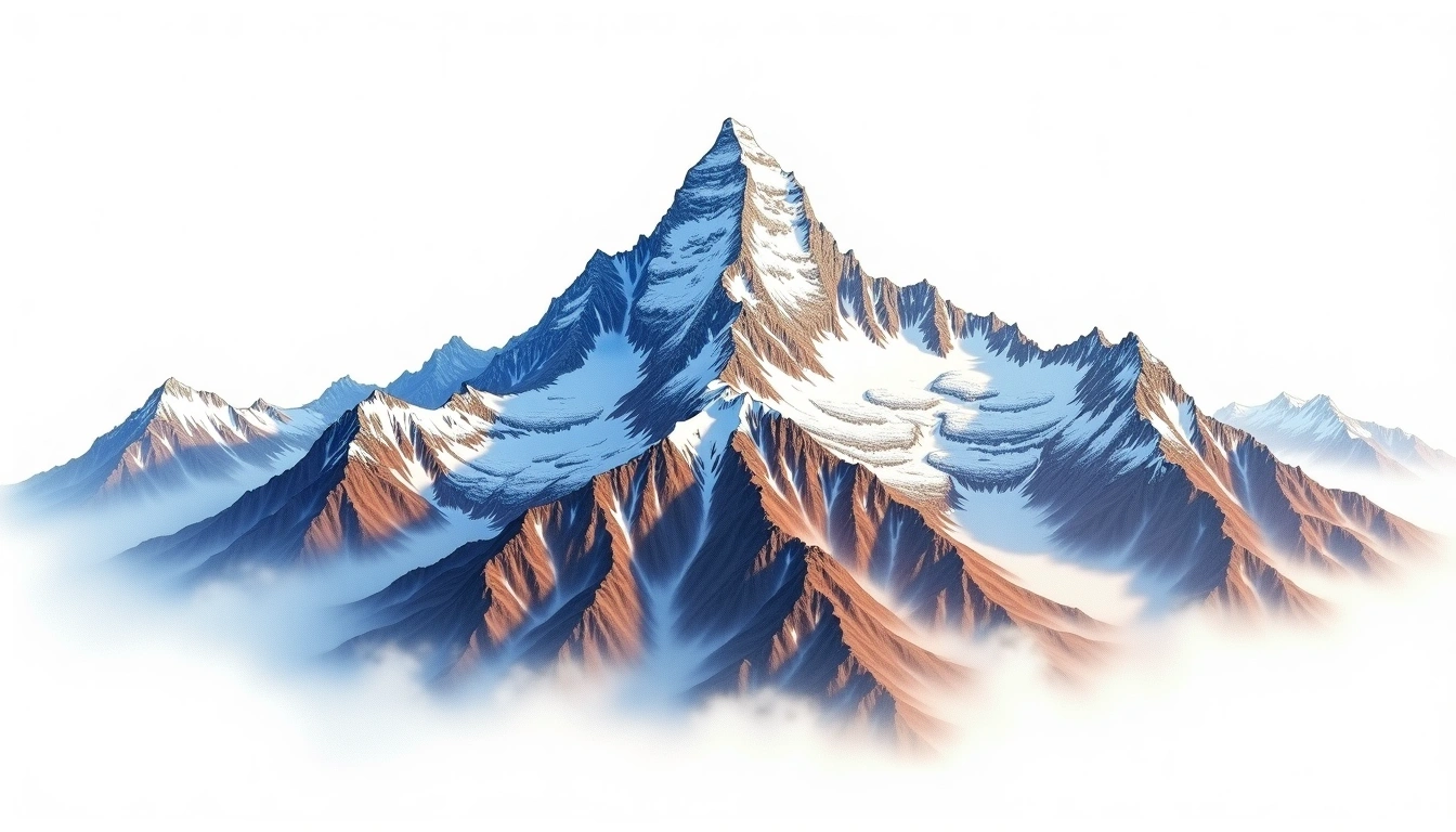 Ngadi Chuli — 7,871m — Nepal — watercolor illustration