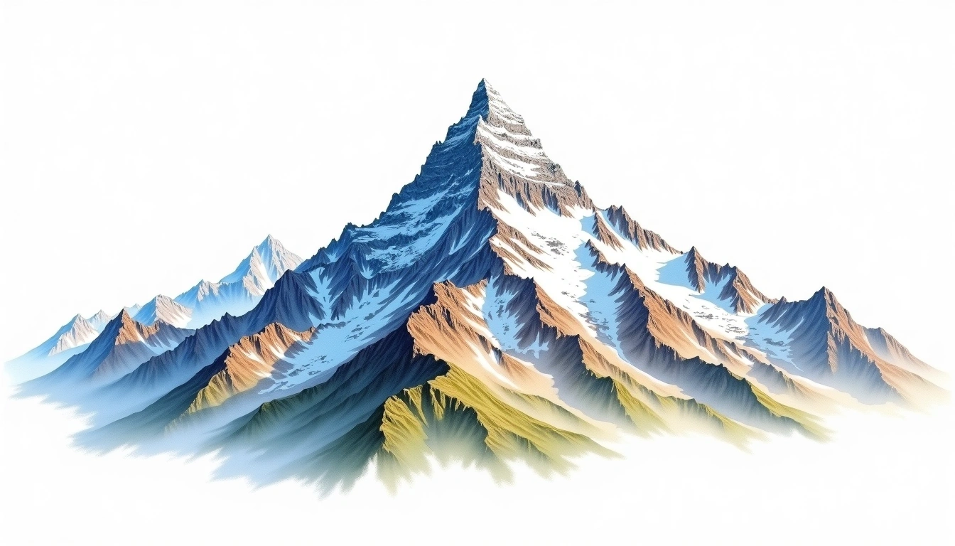 Nilsen Peak — 3,736m — Antarctica — watercolor illustration