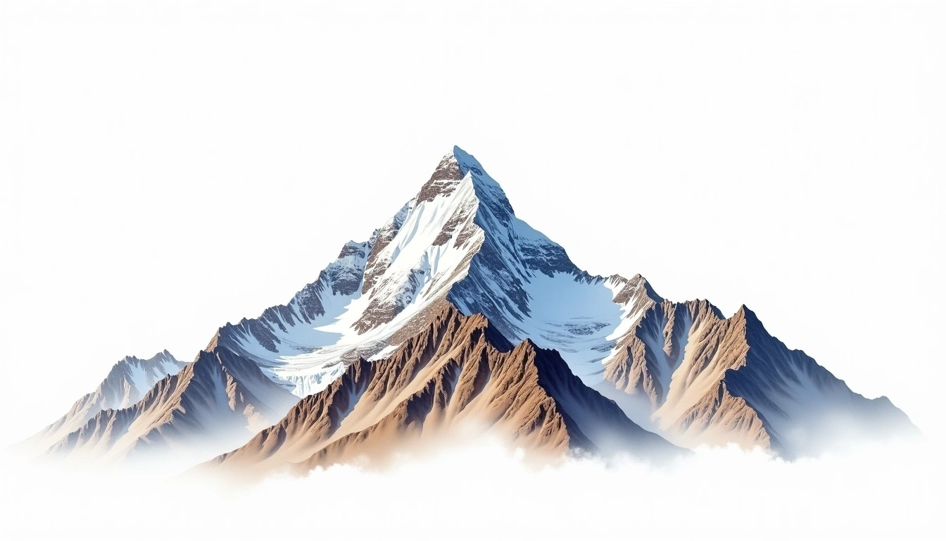 Numbur Himal — 6,959m — Nepal — watercolor illustration