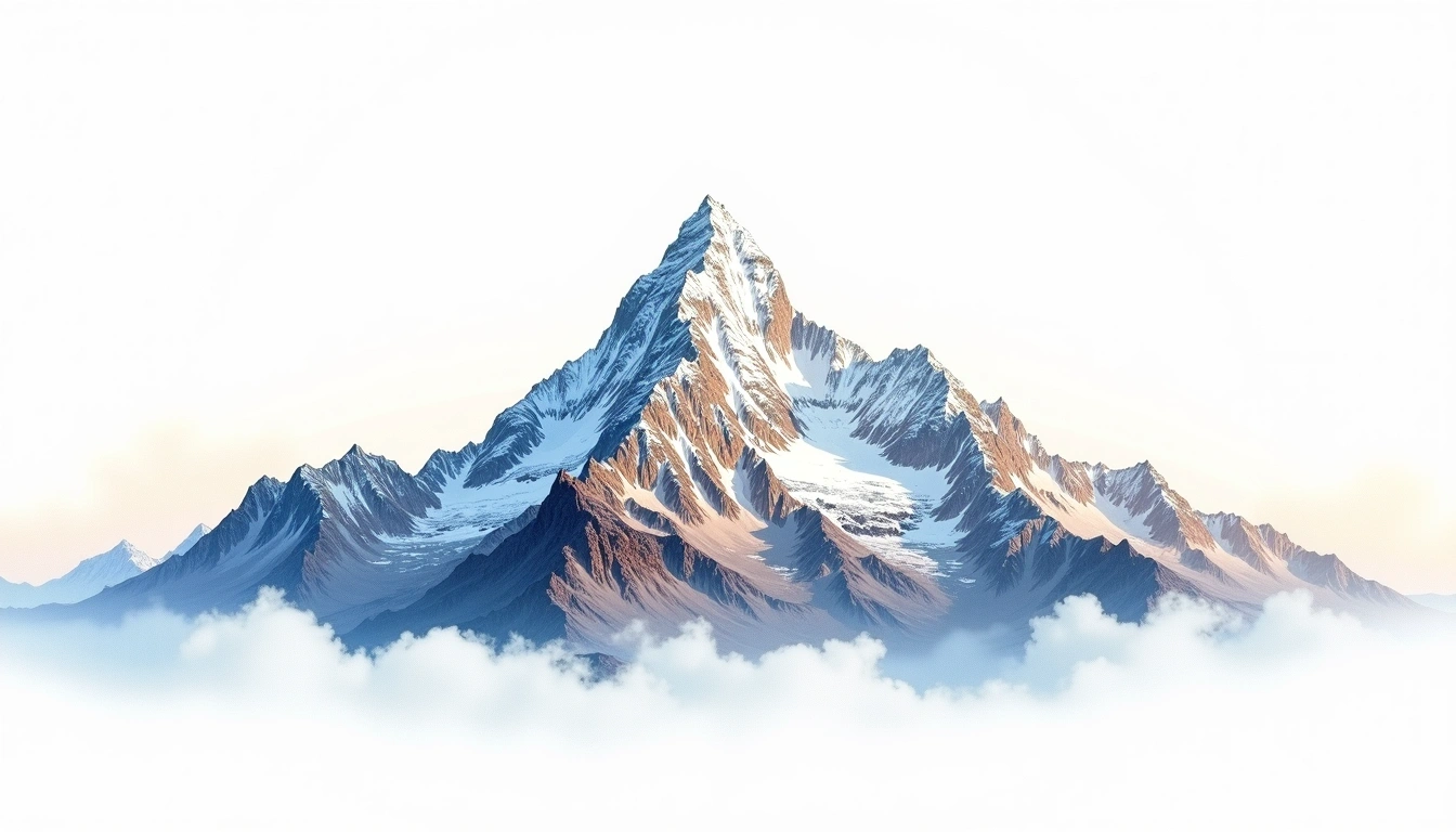 Nyenchen Tanglha — 7,162m — China — watercolor illustration