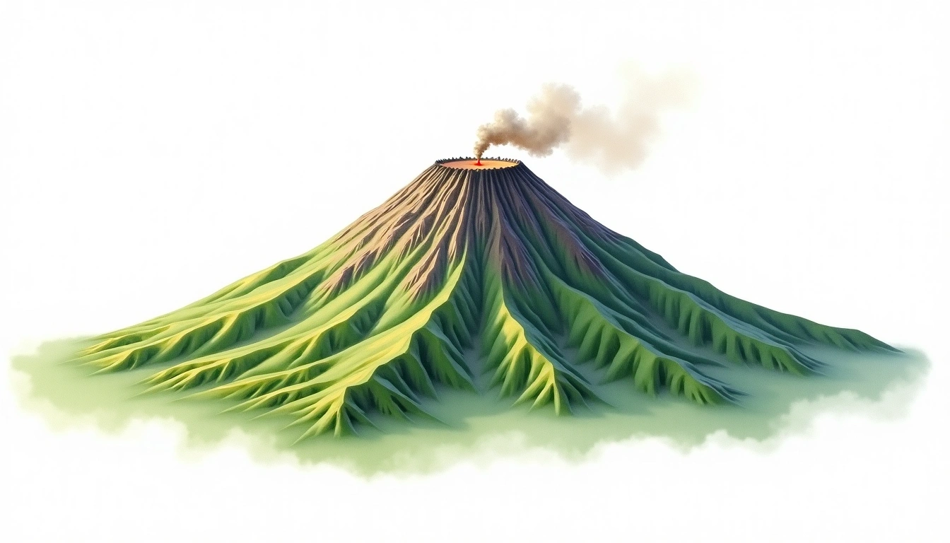 Oku Peak — 3,011m — Cameroon — watercolor illustration
