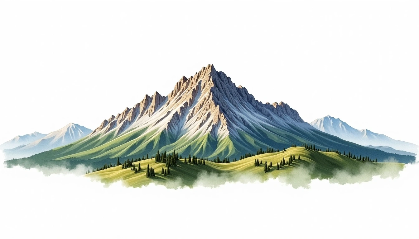 Olympus Mytikas — 2,918m — Greece — watercolor illustration
