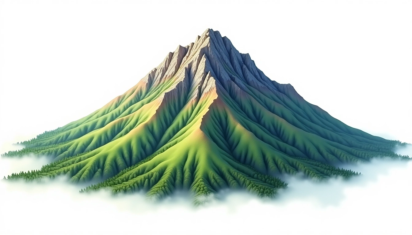 Omine-san — 1,915m — Japan — watercolor illustration