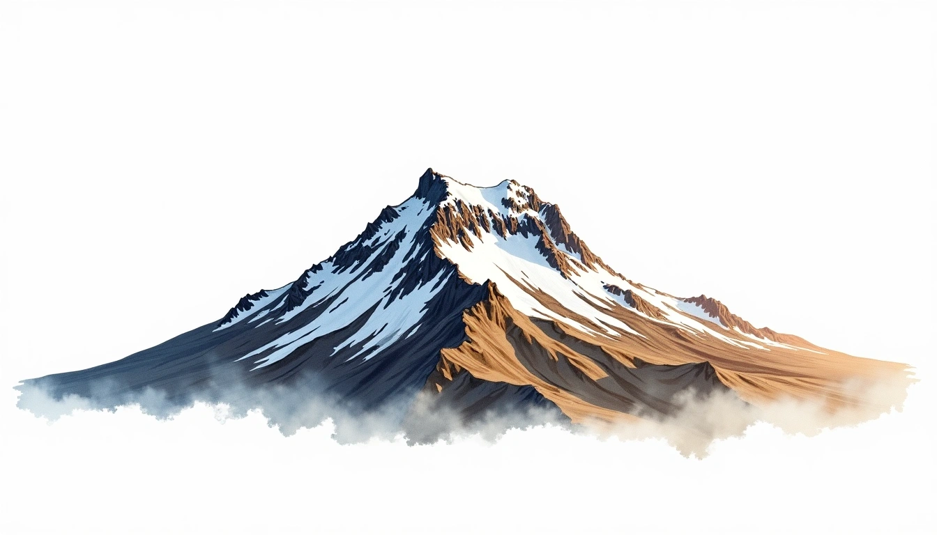 Oraefajokull — 2,110m — Iceland — watercolor illustration