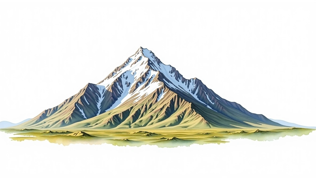 Otgon Tenger — 4,008m — Mongolia — watercolor illustration