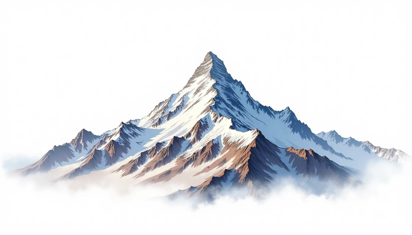 Parchamo Peak — 6,273m — Nepal — watercolor illustration