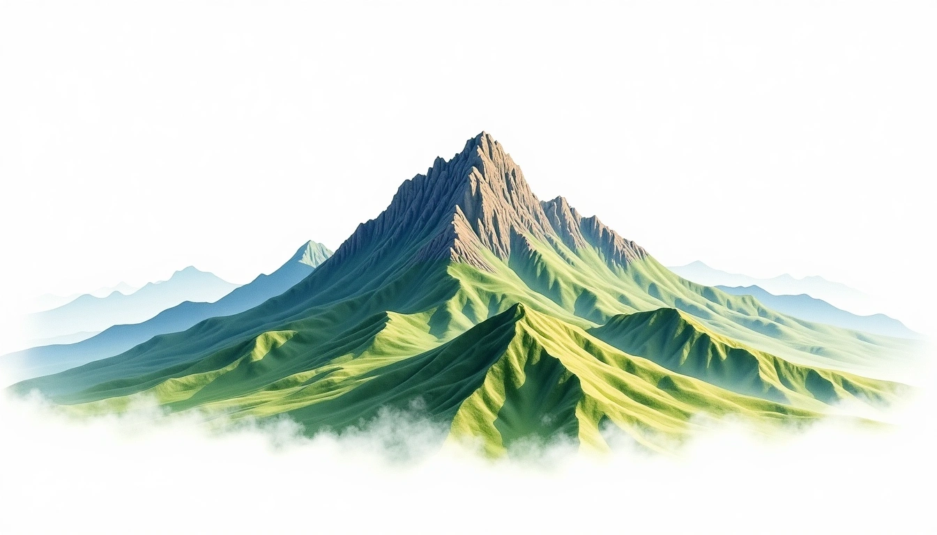 Penju Shan — 3,367m — Taiwan — watercolor illustration